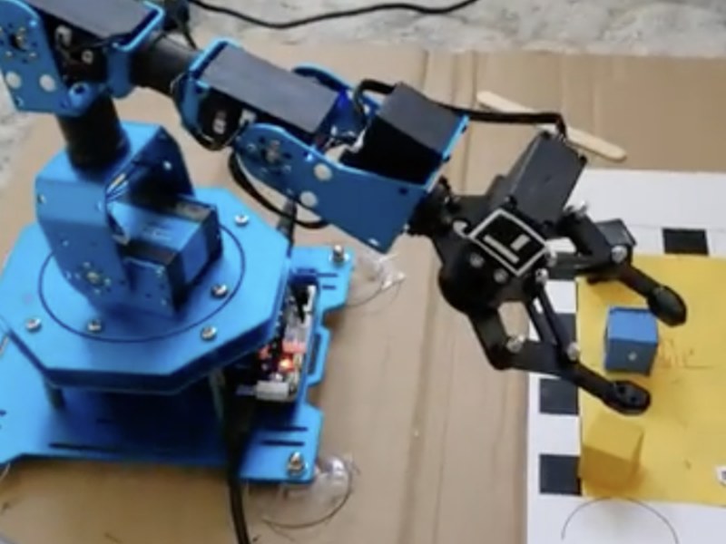 Robot Arm Assistant: Voice + Vision Cube Pickup