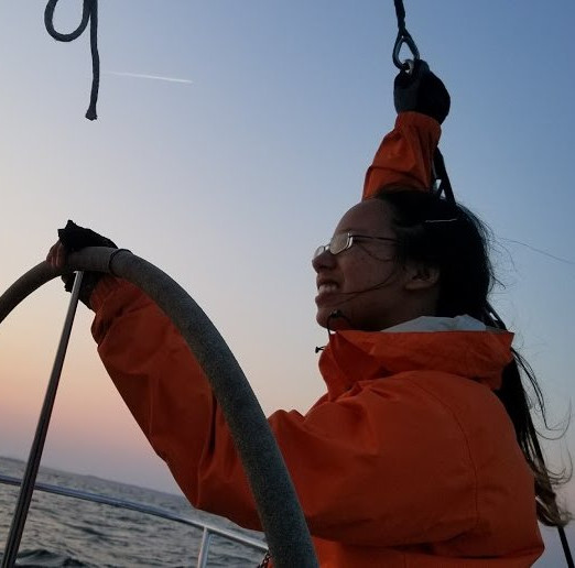 sailing somewhere near Cape Cod, shortly before sunset